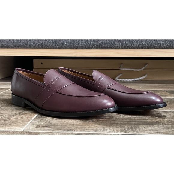 $950 NIB Nettleton Burgundy Leather Almond Toe Tassel Loafers Slip Ons Shoes 12D main image 5